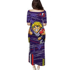 Fremantle Dockers Family Matching Puletasi and Hawaiian Shirt Mascot Cartoon Football Illustration Style