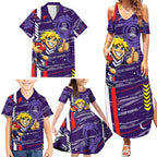 Fremantle Dockers Family Matching Summer Maxi Dress and Hawaiian Shirt Mascot Cartoon Football Illustration Style