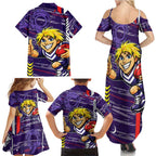 Fremantle Dockers Family Matching Summer Maxi Dress and Hawaiian Shirt Mascot Cartoon Football Illustration Style
