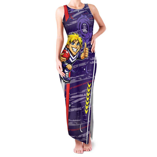 Fremantle Dockers Family Matching Tank Maxi Dress and Hawaiian Shirt Mascot Cartoon Football Illustration Style