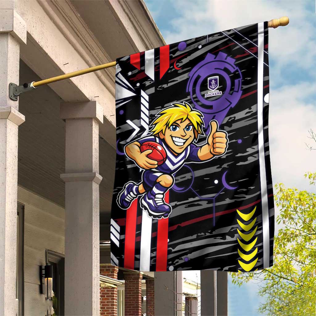 Fremantle Dockers Garden Flag Mascot Cartoon Football Illustration Style