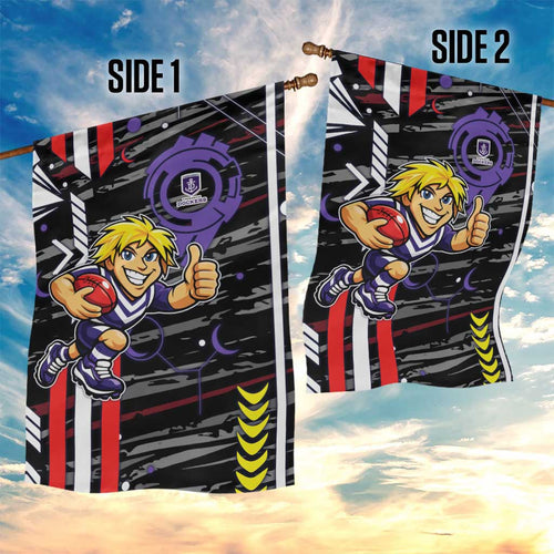 Fremantle Dockers Garden Flag Mascot Cartoon Football Illustration Style