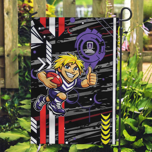 Fremantle Dockers Garden Flag Mascot Cartoon Football Illustration Style
