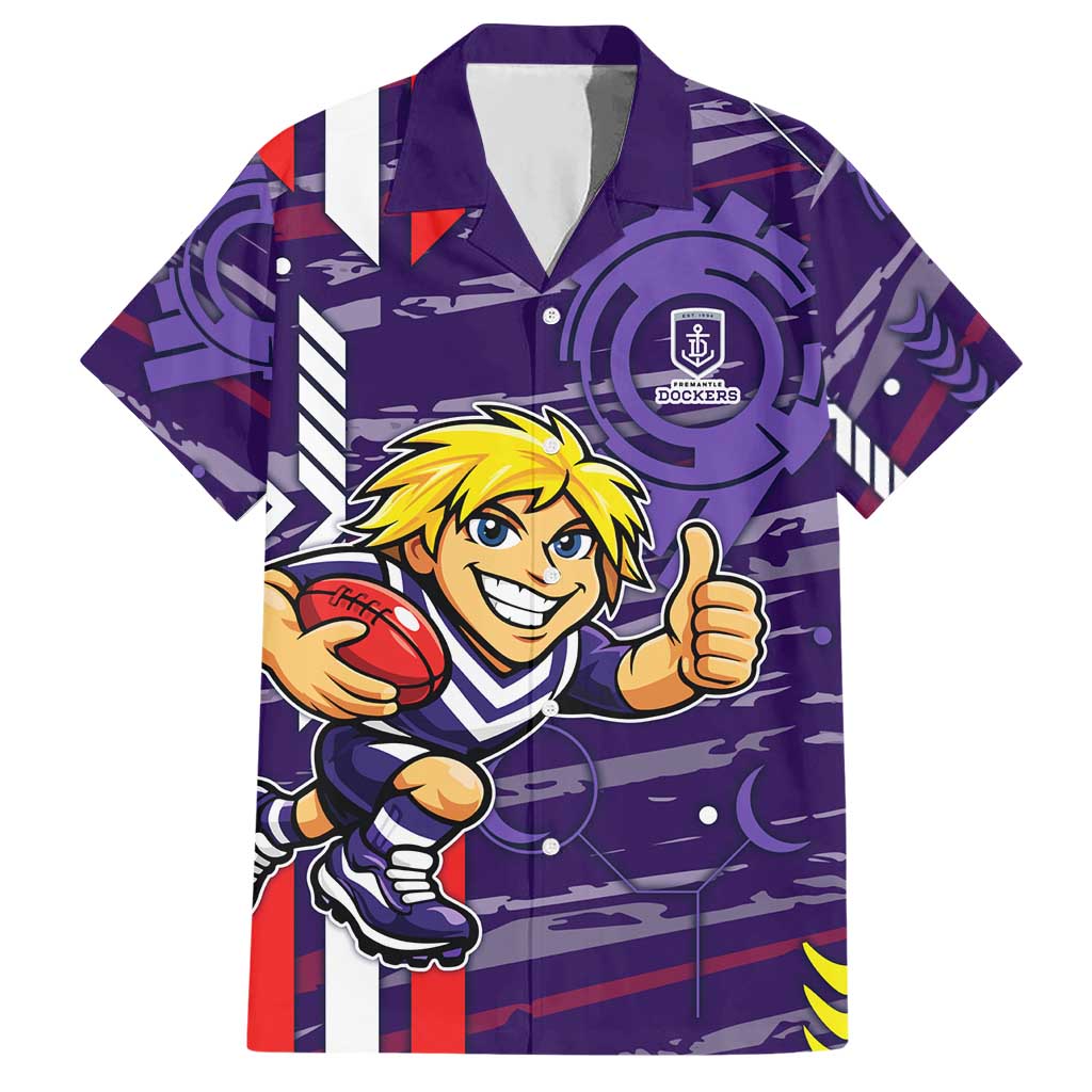 Fremantle Dockers Hawaiian Shirt Mascot Cartoon Football Illustration Style