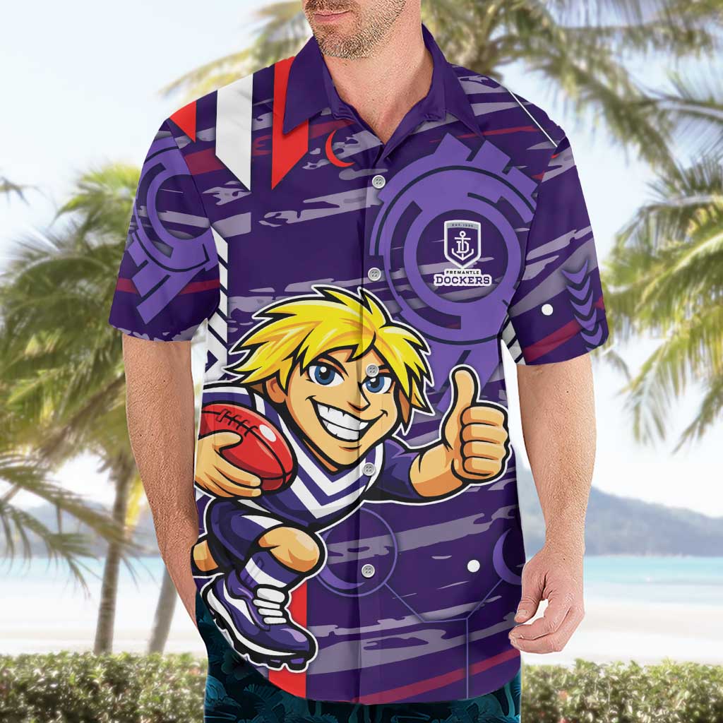 Fremantle Dockers Hawaiian Shirt Mascot Cartoon Football Illustration Style
