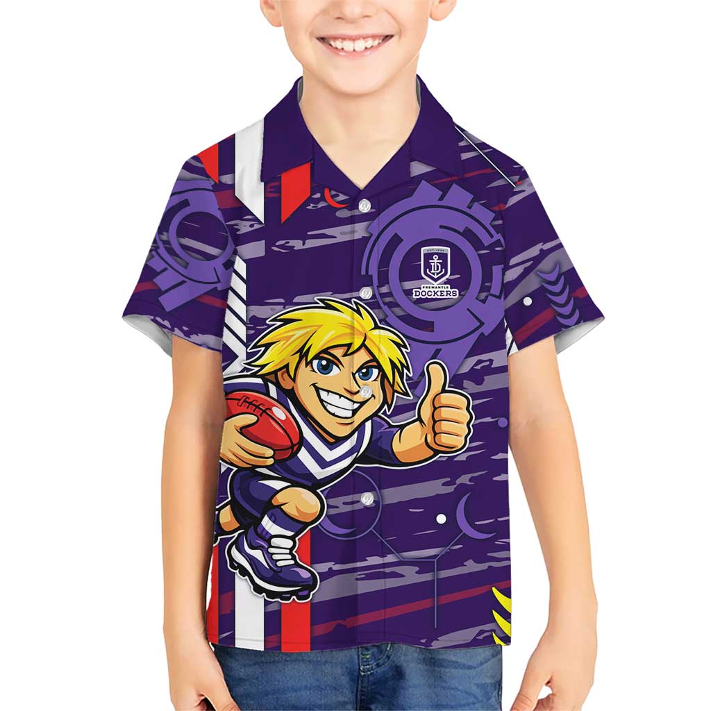 Fremantle Dockers Kid Hawaiian Shirt Mascot Cartoon Football Illustration Style