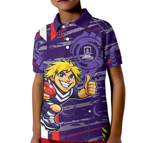 Fremantle Dockers Kid Polo Shirt Mascot Cartoon Football Illustration Style