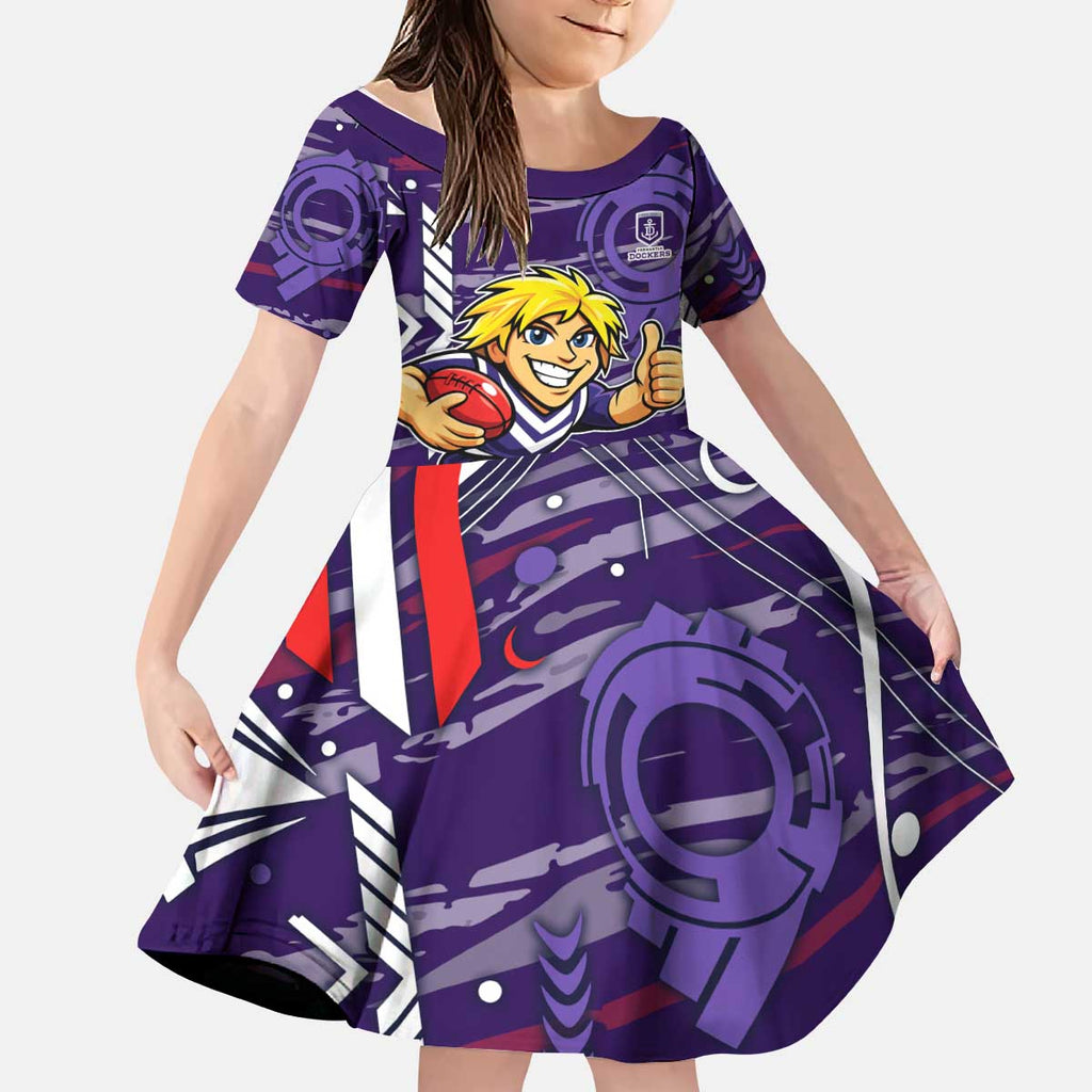 Fremantle Dockers Kid Short Sleeve Dress Mascot Cartoon Football Illustration Style