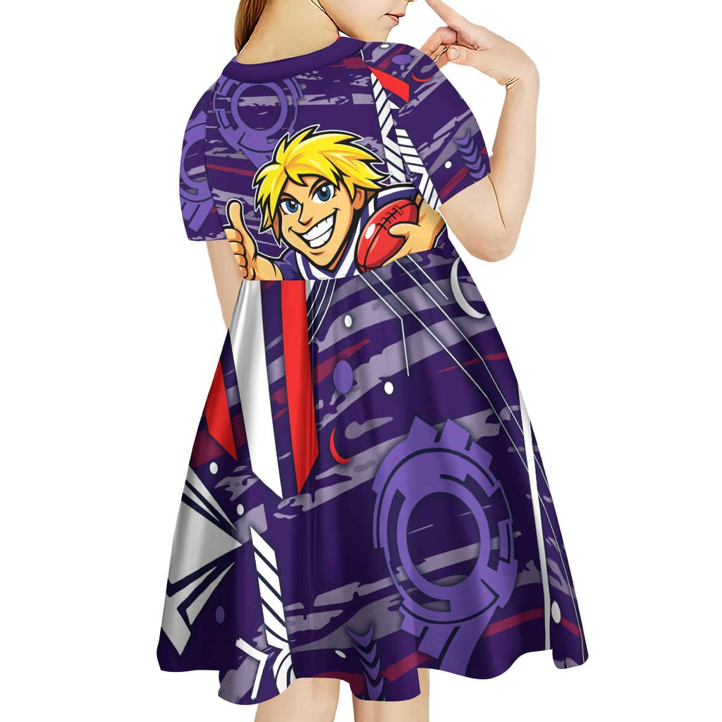 Fremantle Dockers Kid Short Sleeve Dress Mascot Cartoon Football Illustration Style