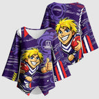 Fremantle Dockers Kimono Sleeve Blouse Mascot Cartoon Football Illustration Style