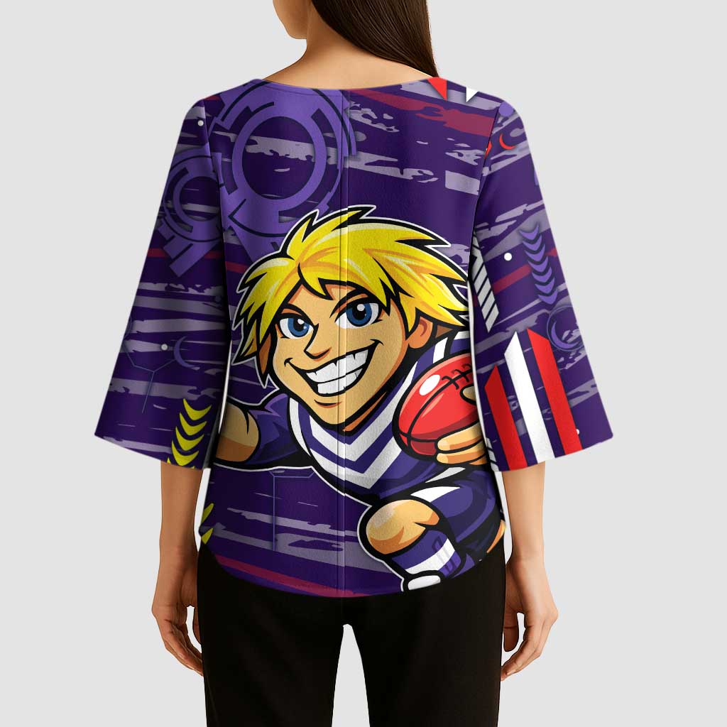 Fremantle Dockers Kimono Sleeve Blouse Mascot Cartoon Football Illustration Style