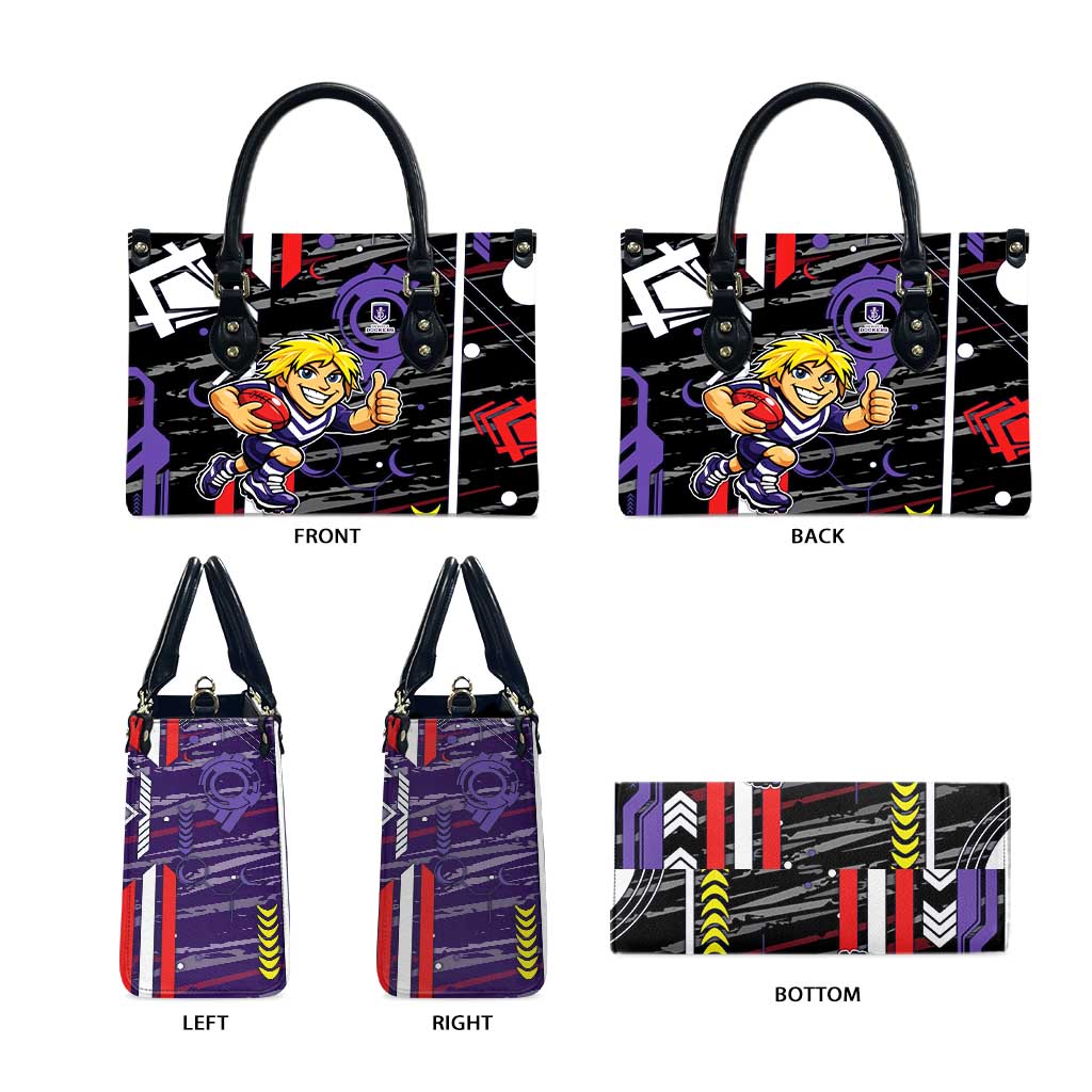Fremantle Dockers Leather Bag Mascot Cartoon Football Illustration Style