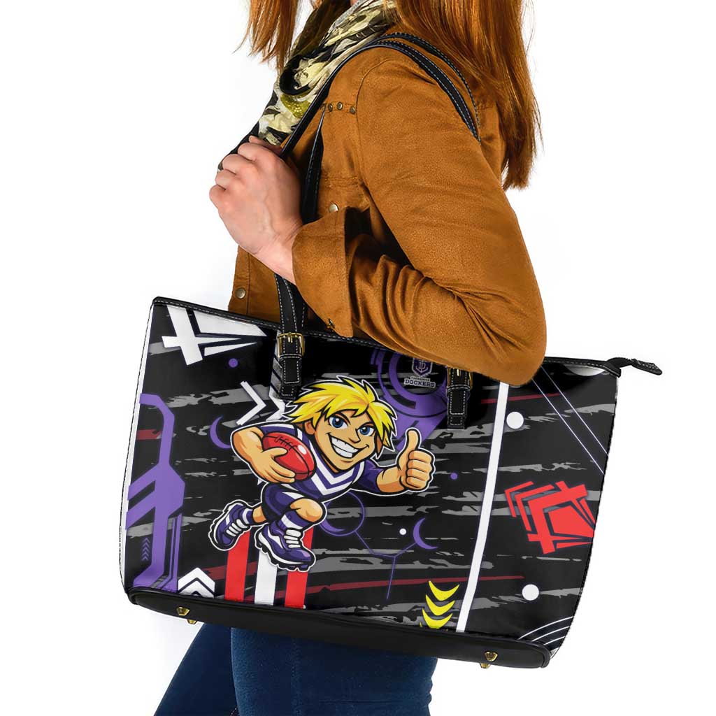 Fremantle Dockers Leather Tote Bag Mascot Cartoon Football Illustration Style