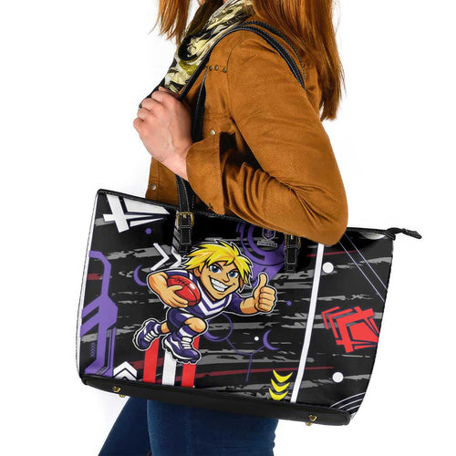 Fremantle Dockers Leather Tote Bag Mascot Cartoon Football Illustration Style