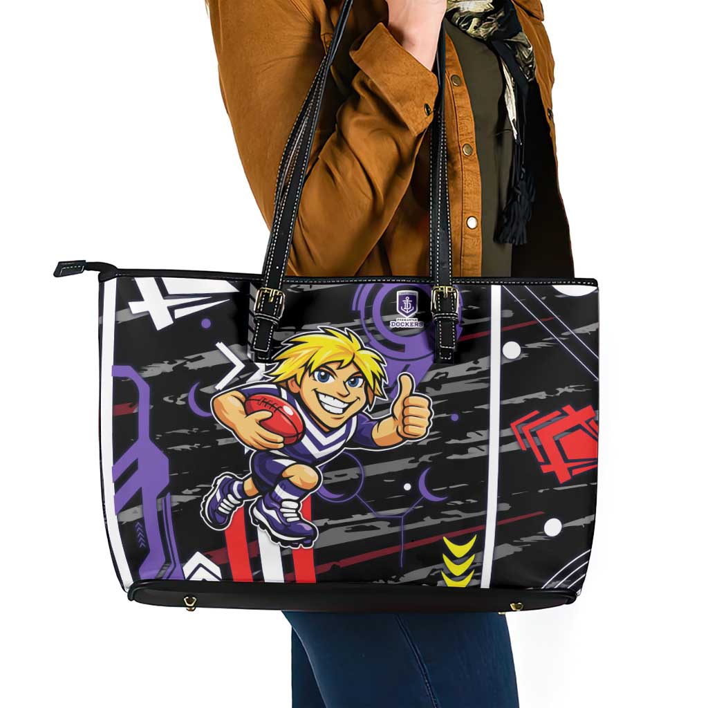 Fremantle Dockers Leather Tote Bag Mascot Cartoon Football Illustration Style