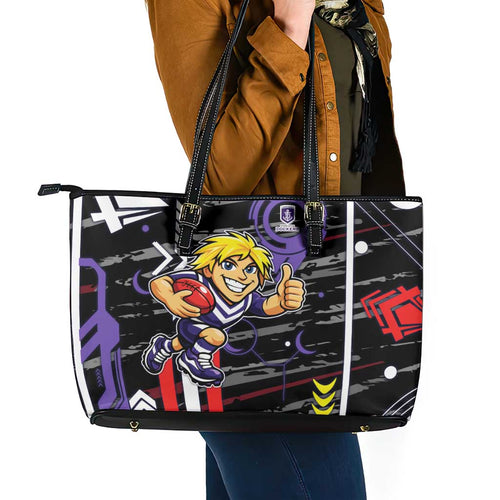 Fremantle Dockers Leather Tote Bag Mascot Cartoon Football Illustration Style