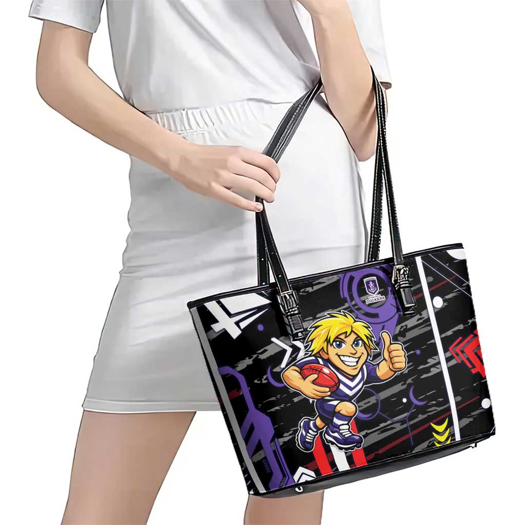 Fremantle Dockers Leather Tote Bag Mascot Cartoon Football Illustration Style