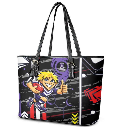 Fremantle Dockers Leather Tote Bag Mascot Cartoon Football Illustration Style