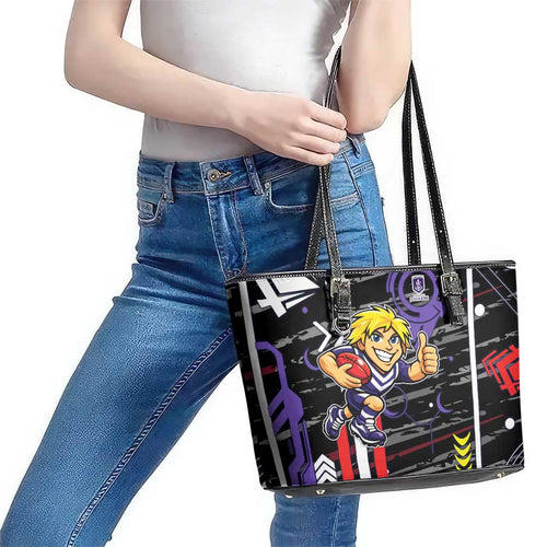 Fremantle Dockers Leather Tote Bag Mascot Cartoon Football Illustration Style