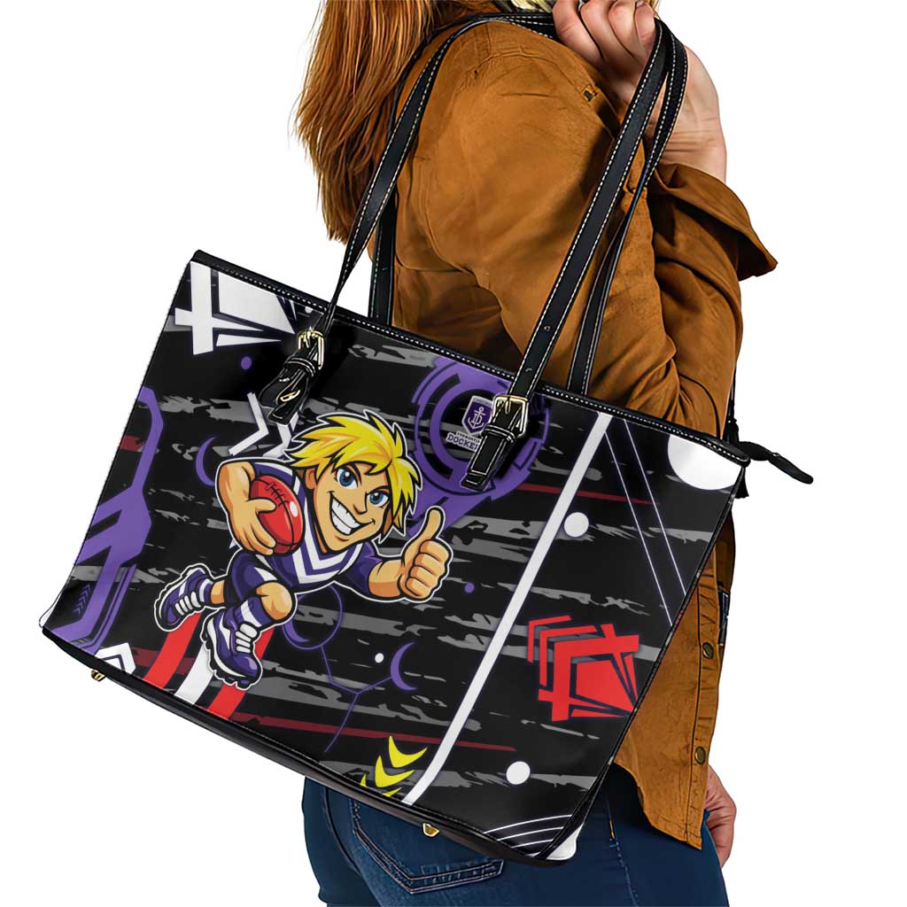 Fremantle Dockers Leather Tote Bag Mascot Cartoon Football Illustration Style