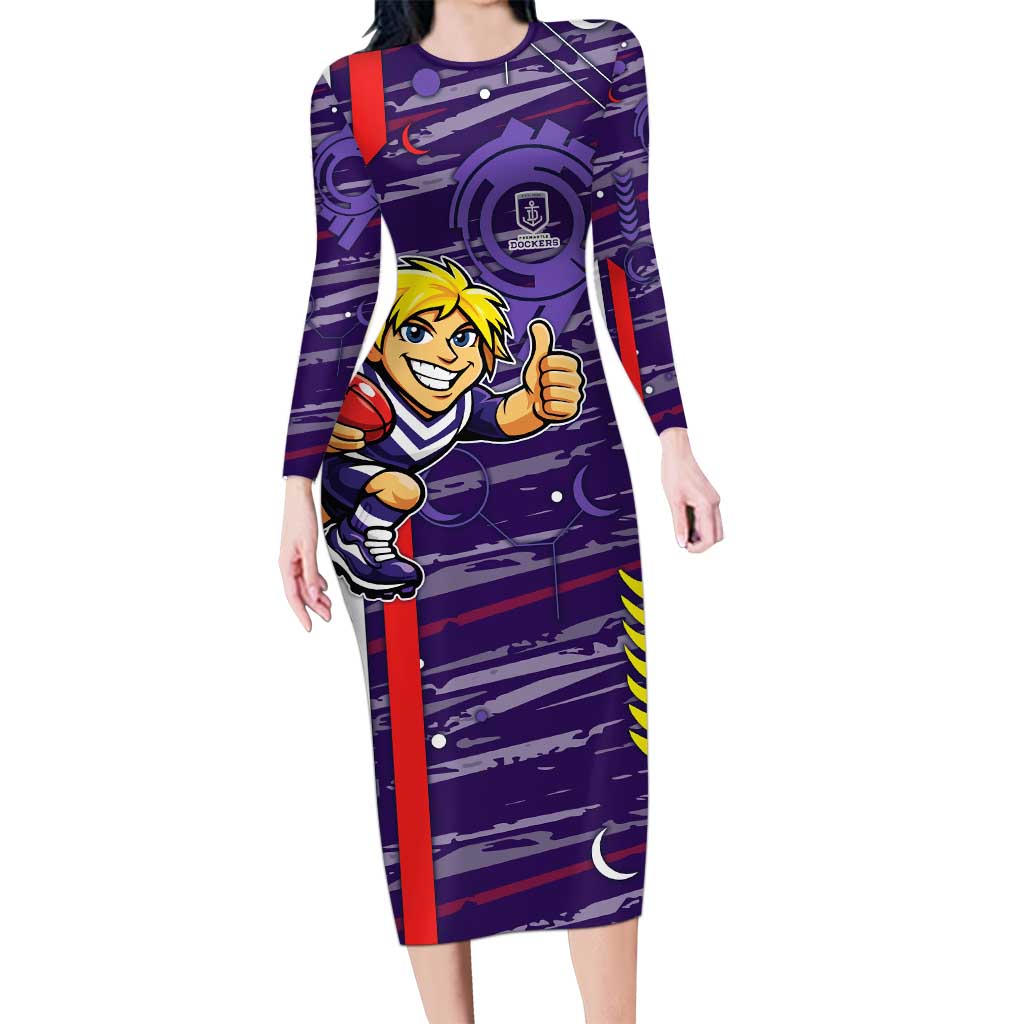 Fremantle Dockers Long Sleeve Bodycon Dress Mascot Cartoon Football Illustration Style