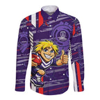 Fremantle Dockers Long Sleeve Button Shirt Mascot Cartoon Football Illustration Style