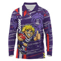 Fremantle Dockers Long Sleeve Polo Shirt Mascot Cartoon Football Illustration Style