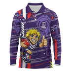 Fremantle Dockers Long Sleeve Polo Shirt Mascot Cartoon Football Illustration Style