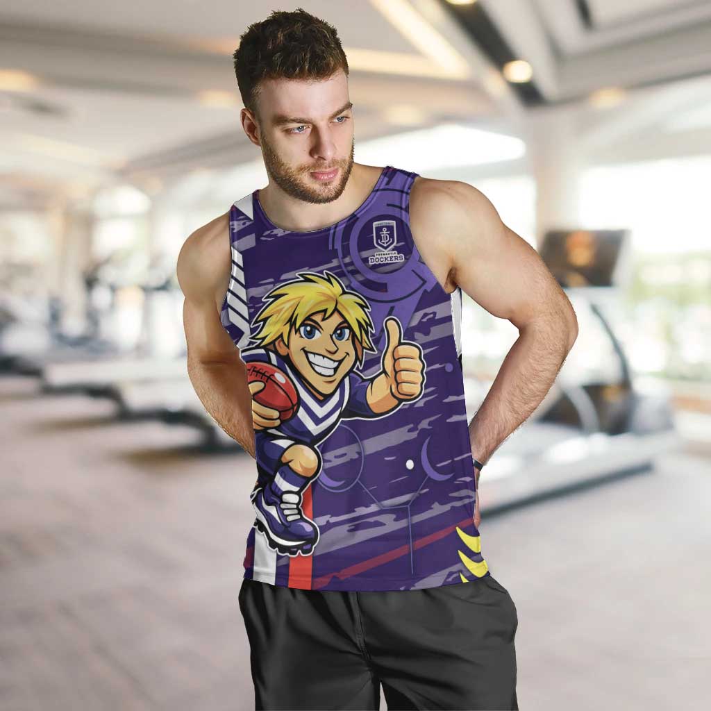 Fremantle Dockers Men Tank Top Mascot Cartoon Football Illustration Style