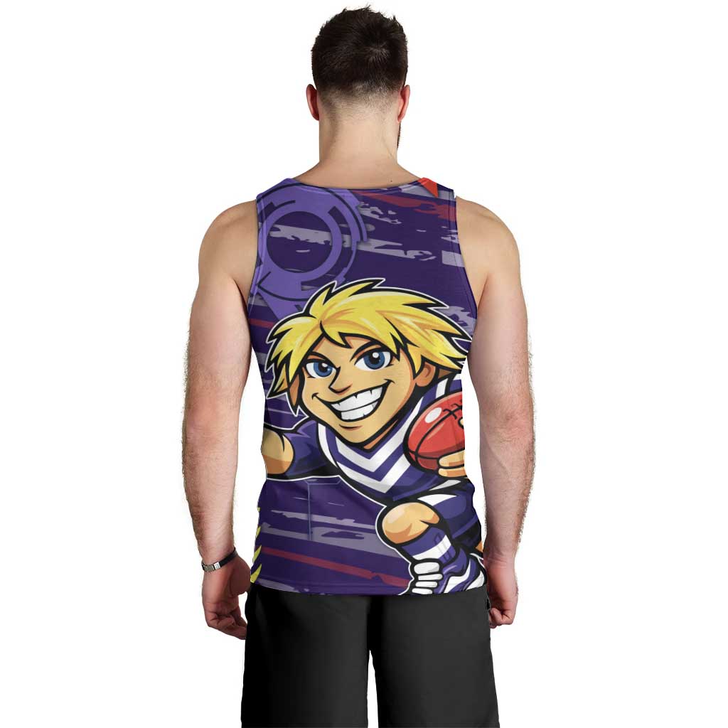 Fremantle Dockers Men Tank Top Mascot Cartoon Football Illustration Style