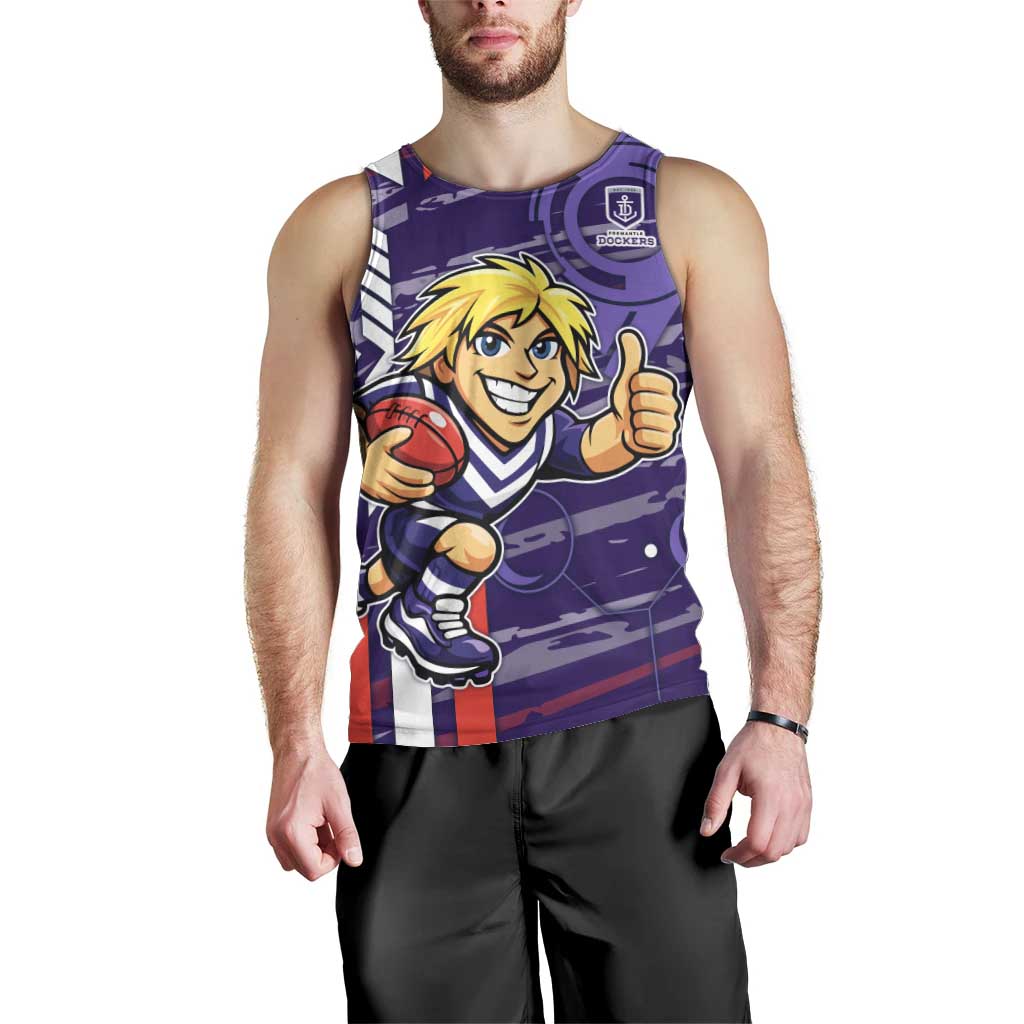Fremantle Dockers Men Tank Top Mascot Cartoon Football Illustration Style