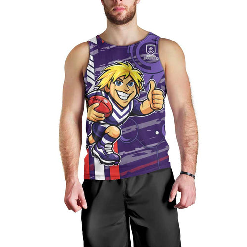 Fremantle Dockers Men Tank Top Mascot Cartoon Football Illustration Style