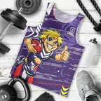 Fremantle Dockers Men Tank Top Mascot Cartoon Football Illustration Style