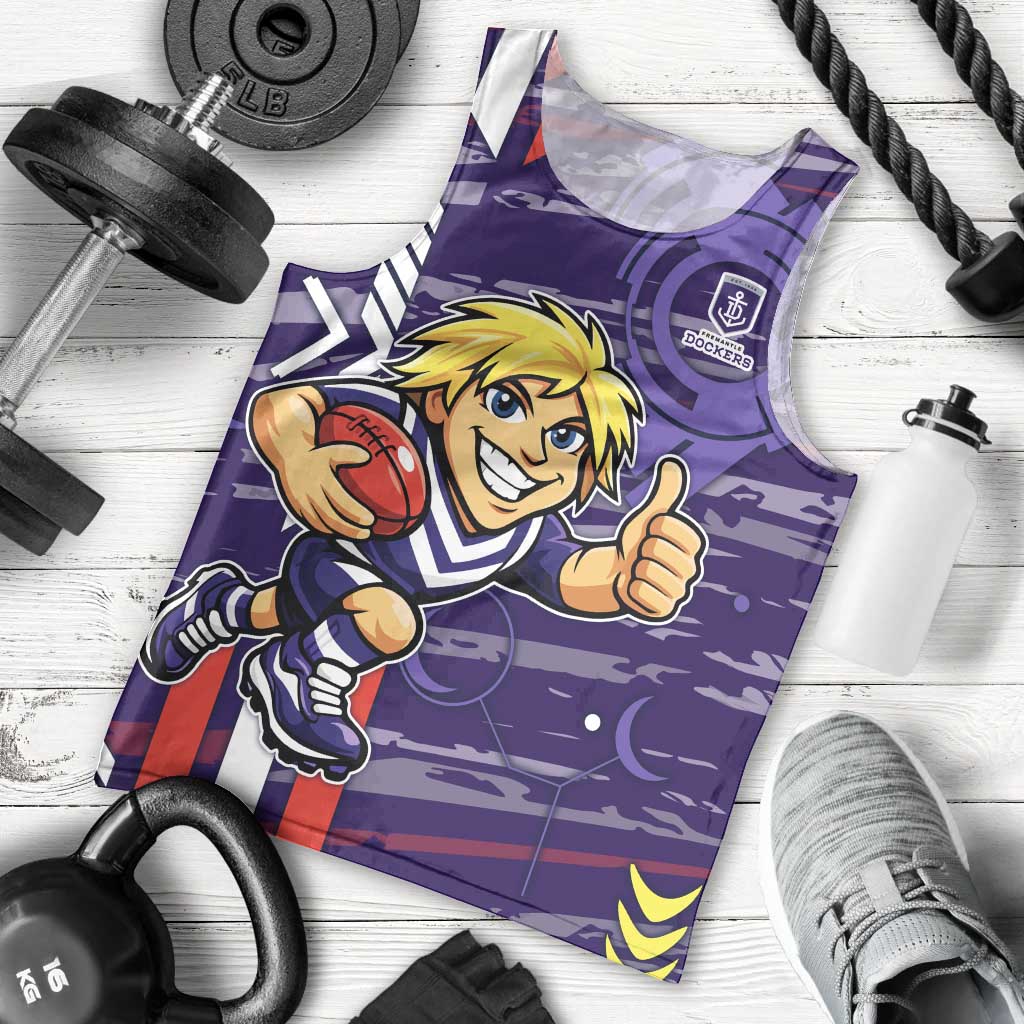 Fremantle Dockers Men Tank Top Mascot Cartoon Football Illustration Style