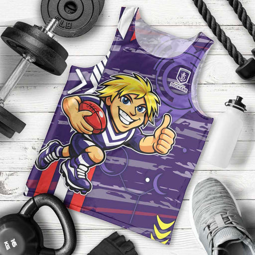 Fremantle Dockers Men Tank Top Mascot Cartoon Football Illustration Style