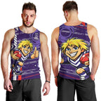 Fremantle Dockers Men Tank Top Mascot Cartoon Football Illustration Style
