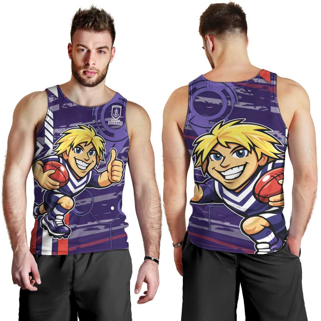 Fremantle Dockers Men Tank Top Mascot Cartoon Football Illustration Style