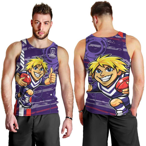 Fremantle Dockers Men Tank Top Mascot Cartoon Football Illustration Style