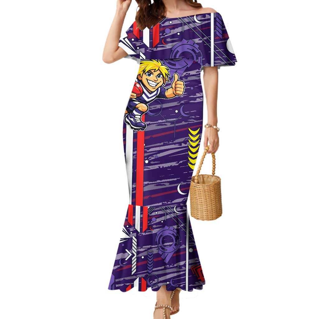 Fremantle Dockers Mermaid Dress Mascot Cartoon Football Illustration Style