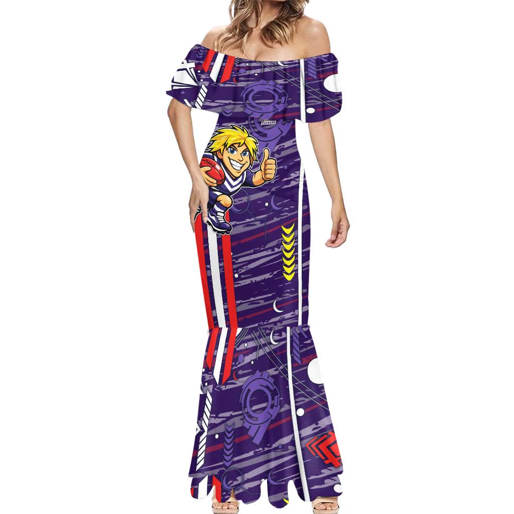 Fremantle Dockers Mermaid Dress Mascot Cartoon Football Illustration Style