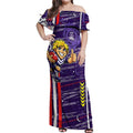 Fremantle Dockers Off Shoulder Maxi Dress Mascot Cartoon Football Illustration Style