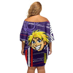 Fremantle Dockers Off Shoulder Short Dress Mascot Cartoon Football Illustration Style