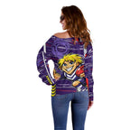 Fremantle Dockers Off Shoulder Sweater Mascot Cartoon Football Illustration Style