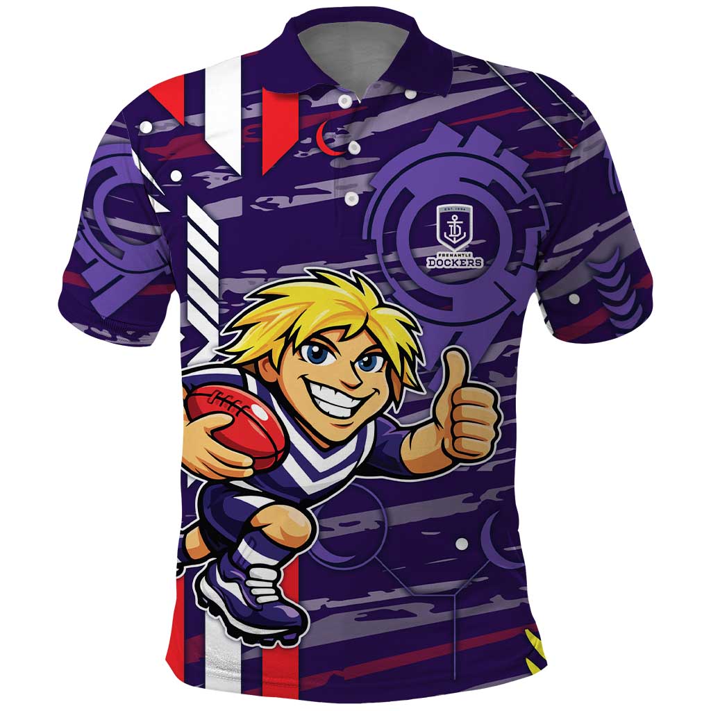 Fremantle Dockers Polo Shirt Mascot Cartoon Football Illustration Style