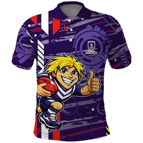 Fremantle Dockers Polo Shirt Mascot Cartoon Football Illustration Style