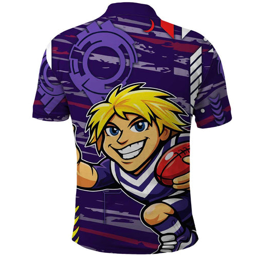 Fremantle Dockers Polo Shirt Mascot Cartoon Football Illustration Style