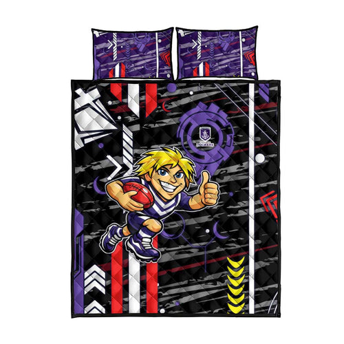 Fremantle Dockers Quilt Bed Set Mascot Cartoon Football Illustration Style