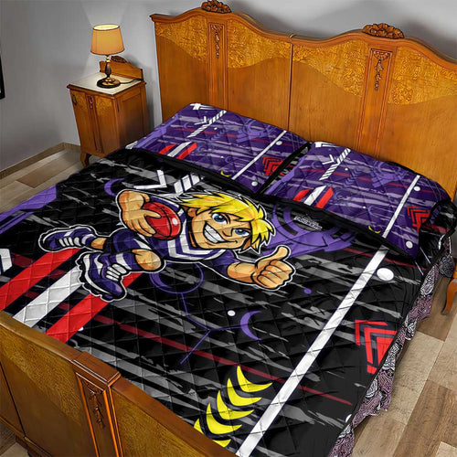 Fremantle Dockers Quilt Bed Set Mascot Cartoon Football Illustration Style
