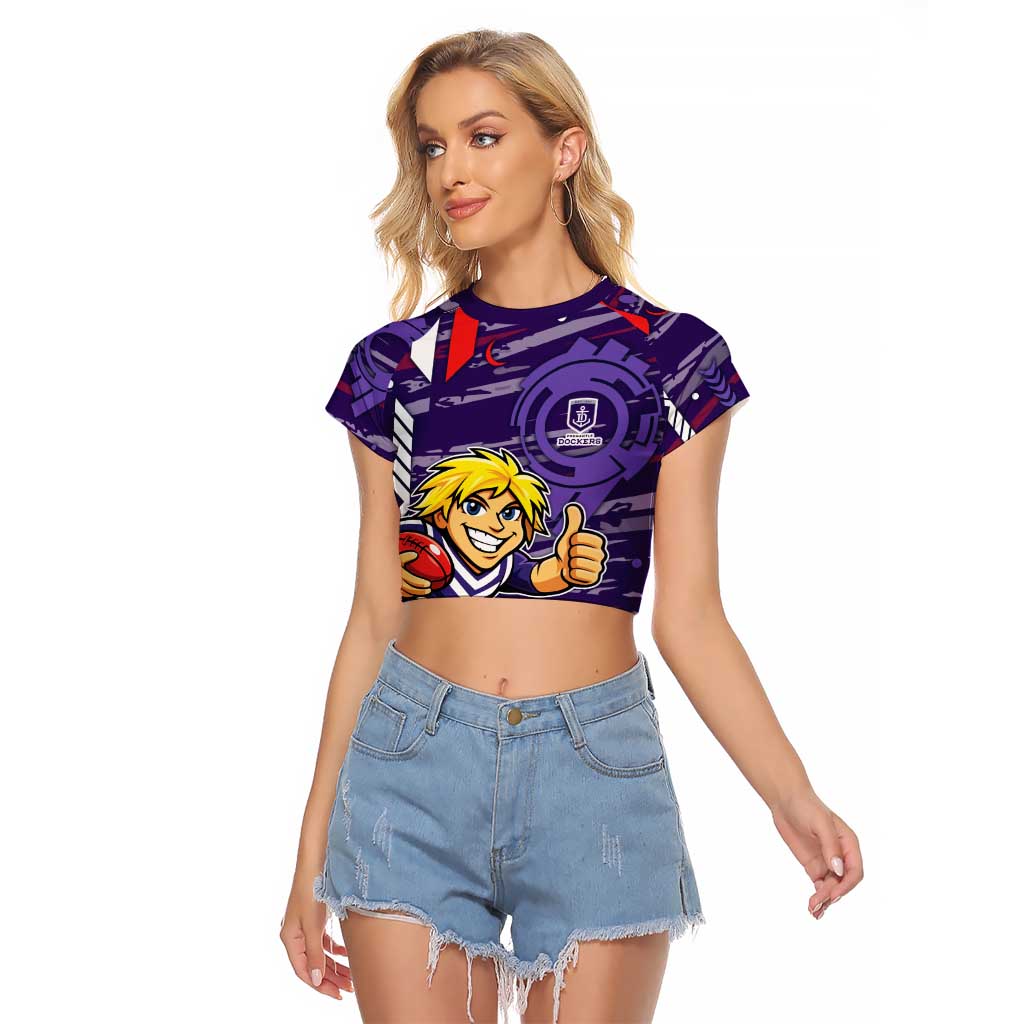 Fremantle Dockers Raglan Cropped T Shirt Mascot Cartoon Football Illustration Style