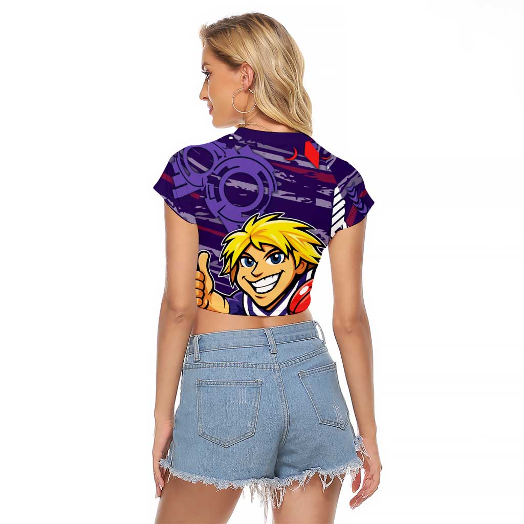 Fremantle Dockers Raglan Cropped T Shirt Mascot Cartoon Football Illustration Style